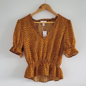 TOPSHOP Peplum Animal Print Blouse